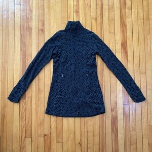 Ibex Merino Wool Zip Sweater Jacket, Lightweight Warm Stretchy, Black/Grey, XS